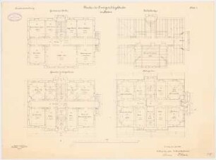 Amtsgericht, Bütow: Grundriss Kellergeschoss Erdgeschoss 1. Obergeschoss Dachgeschoss 1:100
