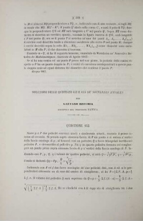 Soluzioni delle quistioni 652 e 655 dé Nouvelles Annales.