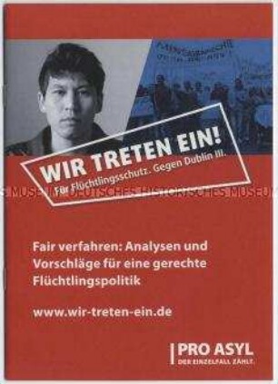 Informationsschrift zur Kampagne "wir-treten-ein" für eine gerechte Flüchtlingspolitik