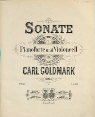 Sonate für Pianoforte und Violoncell : op. 39
