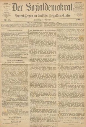 No 38. Donnerstag, 15. September. 1881.