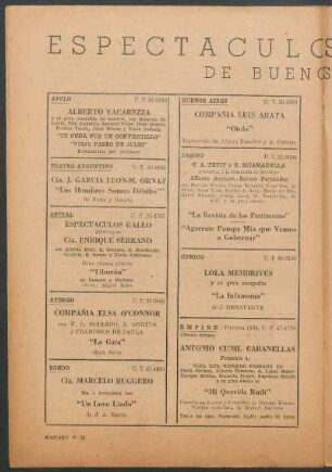 Espectáculos teatrales de Buenos Aires