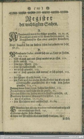 Register der wichtigsten Sachen