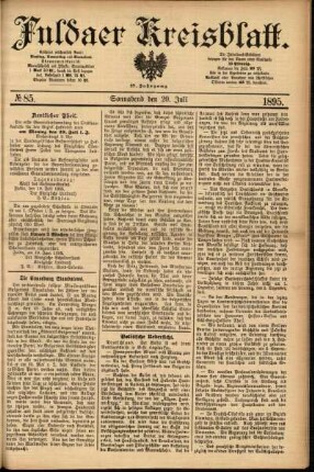 Erste Ausgabe vom Samstag, den 20. Juli 1895.