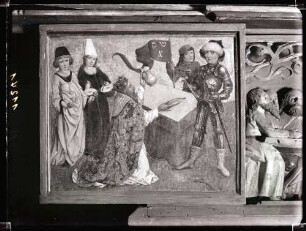 Herrgottskirche; südlicher Seitenaltar, Predella links nach der Restaurierung