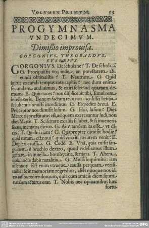 Progymnasma Undecimum. Dimißio improusia