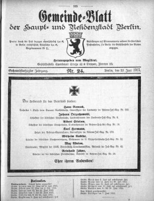 1915,25: Nr. 25, 20. Juni 1915