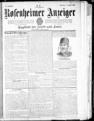 Rosenheimer Anzeiger : Tagblatt für Stadt und Land ; (mit amtlichen Mitteilungen). 1907 = Jg. 53