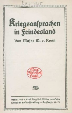 Kriegsansprachen in Feindesland