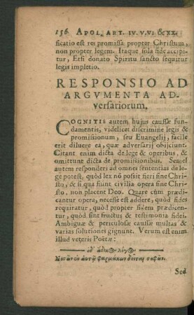 Responsio Ad Argumenta Adversariorum.