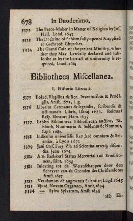 678-724, Bibliotheca Miscellanea