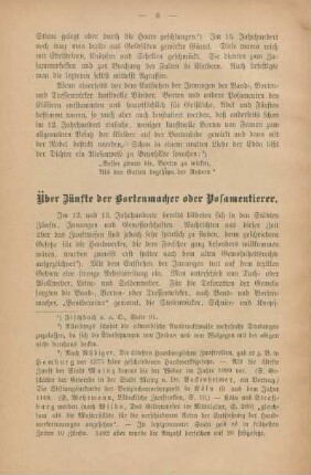 Über Zünfte der Bortenmacher oder Posamentierer