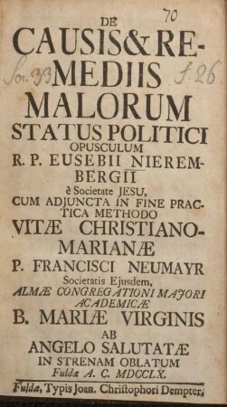 De Causis & Remediis Malorum Status Politici