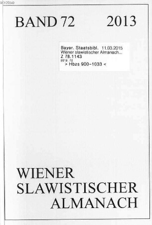 Wiener slawistischer Almanach. 72. 2013
