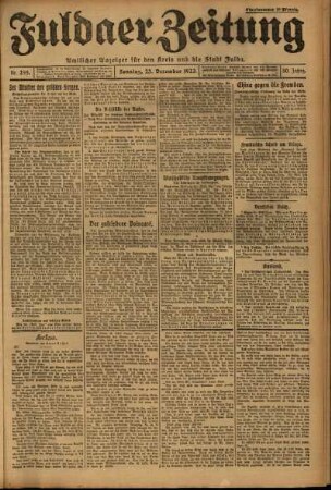Erste Ausgabe vom Sonntag, den 23. Dezember 1923.