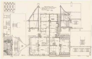 Arbeiterwohnhaus mit Stall: Lageplan der Siedlung 1:2000, Grundriss, Ansichten und Schnitte 1:50
