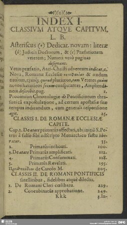Index I. Classium Atque Capitum