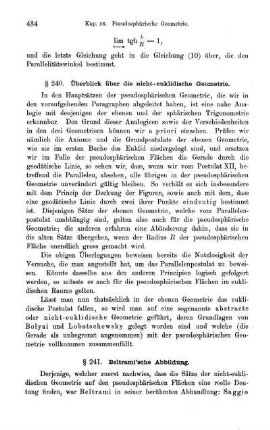 § 240. Überblick über die nicht-euklidische Geometrie.