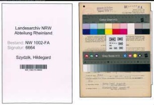 Entnazifizierung Hildegard Szydzik, geb. 21.07.1919 (Verwalterin)
