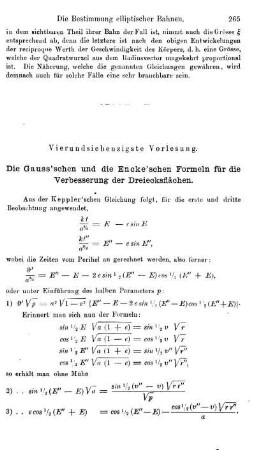 74. Die Gauss'schen und die Enke'schen Formeln für die Verbesserung der Dreiecksflächen.