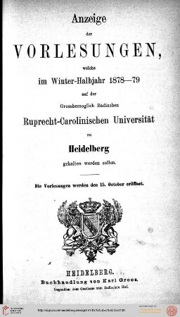 Wintersemester 1878/1879