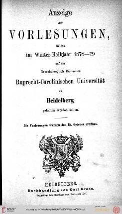 Wintersemester 1878/1879