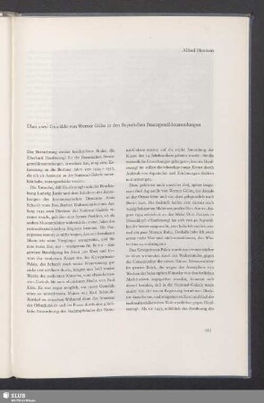 Über zwei Gemälde von Werner Gilles in den Bayerischen Staatsgemäldesammlungen