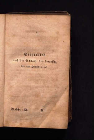 Siegeslied nach der Schlacht bey Lowositz den 1ten October 1756.
