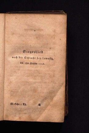 Siegeslied nach der Schlacht bey Lowositz den 1ten October 1756.