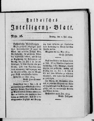 Num. 26, Ausgabe vom 1. Jul. 1814