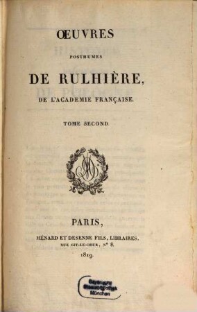 Oeuvres posthumes de Rulhière, de l'Académie Française. 2