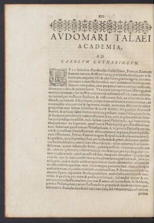Audomari Talaei Academia, Ad Caroum Lotharingum.
