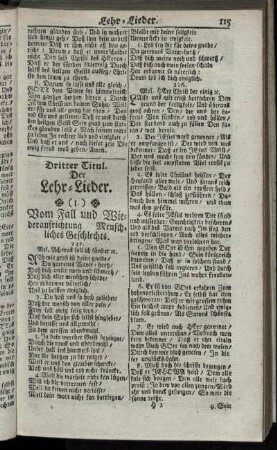 Dritter Titul. Der Lehr-Lieder.