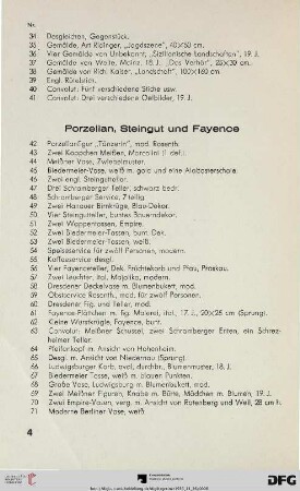 Porzellan, Steingut und Fayence (Nr. 42-82)