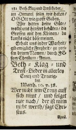 Beth- Klag- und Trost-Lieder in allerley Creutz und Traurigkeit.
