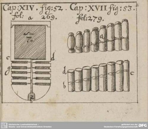 Cap: XIV. fig: 52. fol: 269. Cap: XVII fig: 53. fol: 279.