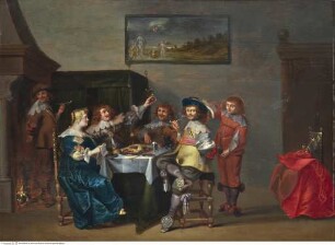 Ausgelassene Tischgesellschaft (Die gastfreundliche Dame)