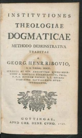Institutiones Theologiae Dogmaticae Methodo Demonstrativa Traditae