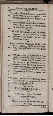 Caput II. Dictamen Logicum. de Proportione Distinctionum. maior. aut minor. seu Quantus locum habeat accentus Distinctivus