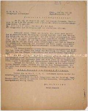 Hektografiertes Rundschreiben mit der Einladung zu einer Versammlung der NSDAP-Betriebszellen im Vorfeld der Reichstagswahl am 6. November 1932
