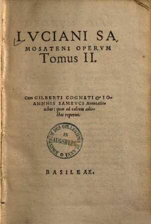 Lukianu Hapanta : graece et latine ; in quatuor tomos divisa, 2
