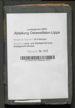 Erbschaftsstempel (Nachlassregelungen). Kreisgericht Minden