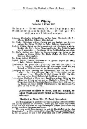90. Sitzung. Freitag den 3. Oktober 1919