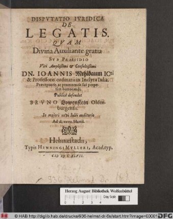Disputatio Iuridica De Legatis