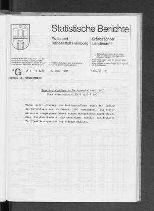 Umsatzentwicklung im Gastgewerbe März 1980 : Lfd. Nr. 27