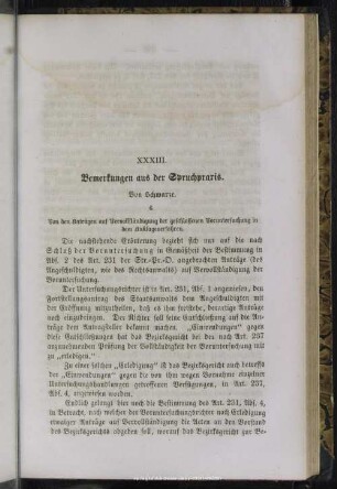 XXXIII. Bemerkungen aus der Spruchpraxis