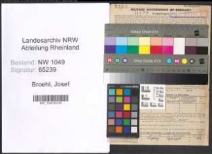 Entnazifizierung Josef Broehl , geb. 06.07.1897 (Baecker)