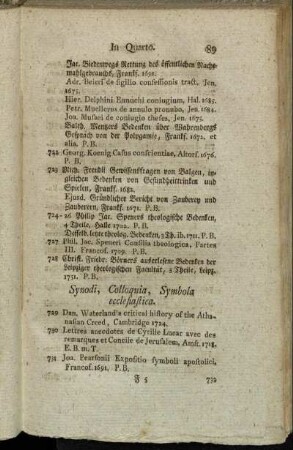 Synodi, Colloquia, Symbola ecclesiastica. - Libri Theologici varii argumenti.
