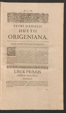 Liber Primus Origenis Vita.