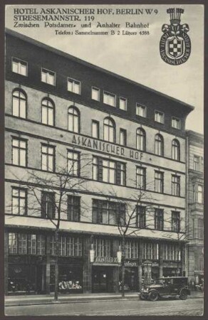 Ansichtskarte Hotel "Askanischer Hof", Stresemannstraße 119